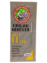 5pcs/Pack of HAX1 Sewing Needles ORGAN Household Sewing Machine Needles for SINGER BROTHER 9/65 11/75 12/80 14/90 Ect 5BB5924