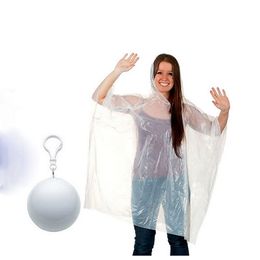 Transparent Disposable Raincoat Portable Rain Cover Poncho Rainwear W/ Key ring