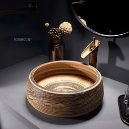 Nordic Ceramic Basin Platform Hand Carved Wind Wash Basin Personality Designer Bathroom Furniture Household Wash Basin