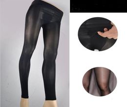 2pcspack Mens Shaping Oil Socks Sheer Shiny Silk Legging Pantyhose Dance Tights Sexy Black Bright Thin8538052