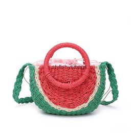 Cross Body Totes Stuff Sacks Creative straw woven womens bag modern and simple weaving cute one shoulder hand H240410