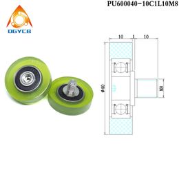 1pcs OD 40 mm High Load Externally Threaded M8 Polyurethane Covered Roller PU600040-10C1L10M8 PU Soft Rubber Elastic Guide Wheel