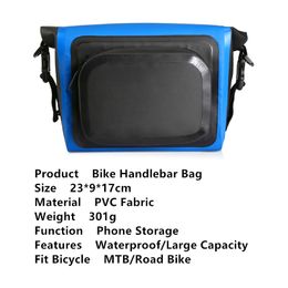 Bicycle Bag Waterproof Large Capacity PVC Fabric Phone Storage Pannier MTB Road Bike Cycling Accessories