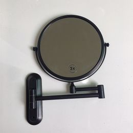 Black Makeup Mirror Brass 3 x Magnifying Bathroom Mirror Folding Shave 8 Inches Wall Mounted 360 Rotate Decorative Round Mirror