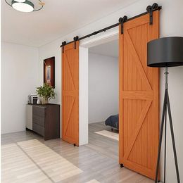 HACCER 4-12FT Sliding Barn Door Hardware Y-Shaped Wood Door Hanger Rail Roller Closet Hardware for Double Door