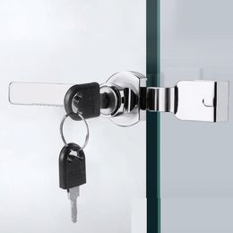 1Set No Drilling Cabinet Display Showcase Drawer Lock Sliding Glass Push Door Ratchet Cabinet Lock with 2 Keys