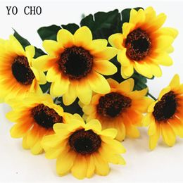 Large Silk Sunflower Artificial Flower Heads Faux Sunflower For Wedding Box Decor Handmade Scrapbooking Accessories Fake flowers