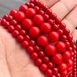 4 6 8 9 10mm Natural Stone Red Coral Beads Round Loose Spacer Beads For Jewelry Making Diy Bracelet Earrings Supplies 15"/Strand