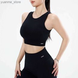 Yoga Outfits Solid Color Womens Fitness Sports Bra Top Yoga Gym Sports Tights Running Flexible Bra Pads High Intensity Support Y240410