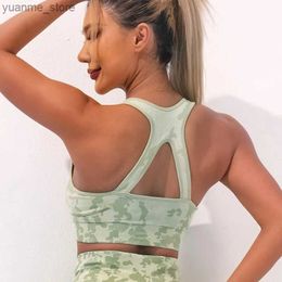 Yoga Outfits Camouflage sports underwear for foreign trade beautiful back quick drying training running shock-absorbing fitness bra Y240410