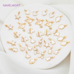 18K Gold Plated Brass Metal Natural Shell Various Shapes Charms DIY Jewellery Making Necklace Pendant Accessories Wholesale