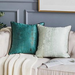 Pillow Solid Light Luxury Covers High-grade Blue Green Waist Pillowcases Bed Sofa Decoration American Grey