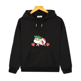 Cow Print Kawaii Hoodies for Teen Girls Strawberry Pullover Sweatshirt Aesthetic Clothes for Children Kid Funny Hoody Boy Casual
