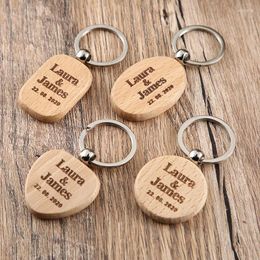 Hooks Wooden Customized KeyChain Personalized Engraved Name Date Wedding Supplies Anniversary Decorations Handwork Pendant Gift