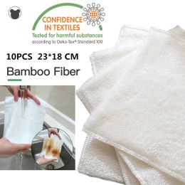 BAER FAMILY 10pcs Eco-friendly Bamboo Fibre Cleaning Cloth Dish Cloths Non-sticky Oil Kitchen Accessories Towel Free Shipping
