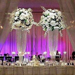 12pcs) Crystal Candle Holders Metal Candlestick Flower Vase Table Centrepiece Event Flower Rack Road Lead Wedding Decoration1333