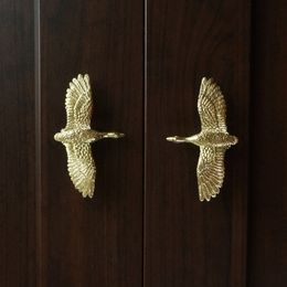 Brass Wild Goose Handle Nordic Gold Pure Copper Cabinet Handles Drawer Pulls Wardrobe Door Knob Furniture Knobs and Handles