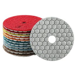 7PCS/Lot 3" 80mm Diamond Dry Polishing Pad Set Sharp Type Flexible Polishing Pad For Granite Marble Quartz Polisher Grit 50-3000