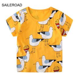 T-shirts SAILEROAD 2024 New Summer T Shirt Cotton Short Sleeve Cartoon Duck Luminous T-shirts Kids Tee Tops Boys Children Clothes 240410