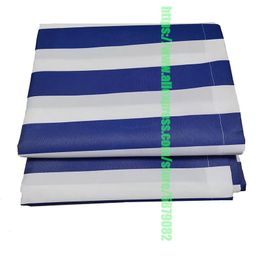 Blue+White Strips 450D Poly Fabric Outdoor Awning Canopy Replacement Cloth Waterproof Tailor With Sleeve Store Banner UV Block