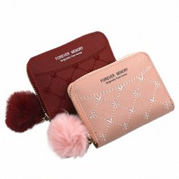 new Embroidered Wallet for Women Ladies Coin Purses Hairball Tassel PU Leather Zipper Credit Card Holder Clutch Mey Bag Pocket W1hj#