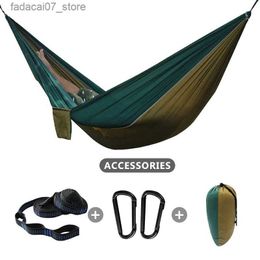 Hammocks 300 * 200cm large portable hammock swing with 2 tree straps 2-3 person nylon umbrella camping hammock for backpacking beach travelQ