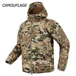 Autumn Tactical Soft Shell Outdoor Warm Hunting Military Army Jackets Hiking Trekking Camo Waterproof Windproof Hooded Men Coats