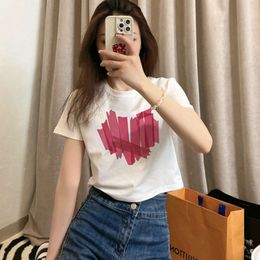 Designer Women's Hoodies Sweatshirts 2024 Summer Pure Cotton New White Short T-shirt Womens Short Sleeve Shoulder Loose Cartoon Texture Half Sleeve T-shirt Trend