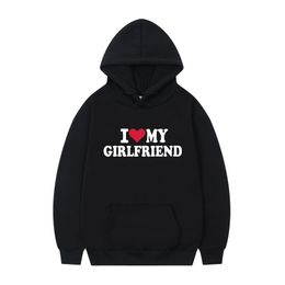 I Love My Boyfriend Printed Hoodie Sweatshirt Gothic Winter Pullover Long sleeved Men's and Women's Sweatshirt Leisure sports pants