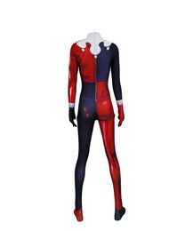 Harleen Cosplay Costume Red Zentai Suit Anime Superhero Halloween Bodysuit Jumpsuit Adults Kids