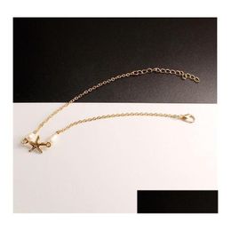 Anklets Punk Ankle Bracelets Girls Women Gold Sier Tone Starfish Pearl Anklet Chain Foot Chains Yoga Dancing Drop Delivery Jewellery Dh5L9