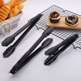 Black Anti-Slip Kitchen Food Tong Cake Bread Steak Grill Clips Ice Cube Clamps Kitchen Accessories