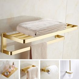 Bathroom Accessories Towel Rack Corner Shelf Paper Holder Hook Toilet Brush Holder,Towel Hanger Brushed Gold Bathroom Hardware