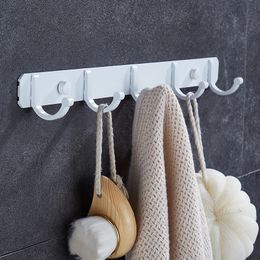 Towel hooks Aluminium Bathroom Towel Hook Wall Hook White Door Hanger Clothes Robe Hook Multi-function