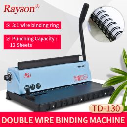 Punch Factory Double Wire Book Binding Machine RAYSON TD130 3:1 Wire Binding Ring 34 Holes Puncher, For Office, School,Business,Home