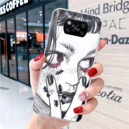 Japanese Horror Manga Style Phone Case Cover For Xiaomi Poco X3 NFC M3 F3 F2 F1 Mi Note 10 Pro 11 10 9 8 Lite 11T 10T 9T A3 Coqu