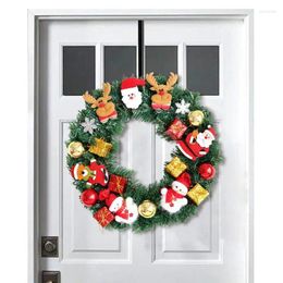 Decorative Flowers Snowman Wreaths For Front Door Festive Design Enhance Pleasant Atmosphere Santa Claus Christmas Garland