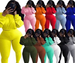 Women Tracksuits Two Pieces Outfits designers clothes 2021 Bat Sleeve Top Pleated Trousers Ladies New Fashion Pants Set jogging su8902269