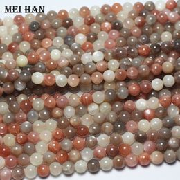 Meihan natural mixed color moonstone 6mm 8mm 10mm smooth round loose beads gem stone for jewelry making