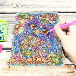 DIY Special Shaped Diamond Painting Owl Bird 50 Pages Office Notebook Cross Stitch Embroidery Sketchbook Drawing Book