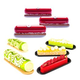 SHENHONG Eclair Mould Lightning Puff Silicone Cake Moulds Plastic Dessert Pan Cardboard Tray Pastry Baking Tools Bakeware Set