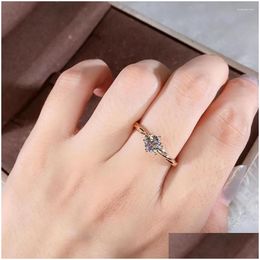 Cluster Rings 18K Au750 Yellow Gold Women Ring Moissanite Diamonds 1 2 3 4 5 Round Cane Vine Party Engagement Anniversary Drop Deliver Dhyzf