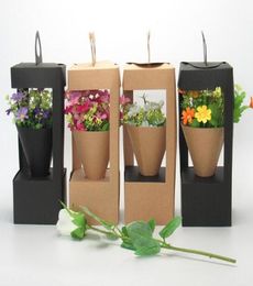 Flowers Packaging Gift Boxes Floral Gift Bag lighthouse design Creative folding floral Packing Box BlackBrown9054927