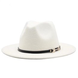 Men Women Wide Brim Wool Felt Jazz Fedora Hats British style Trilby Party Formal Panama Cap Black Yellowwhite Dress Hat 5661CM 240410