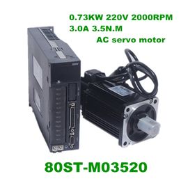 SERVO MOTOR kits 1set/Servo AC Motor 80ST-M03520 Motor Driver 3.5N.M 730W CNC Servo Motor CNC Kit