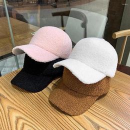 Ball Caps Women Baseball Cap Cosy Plush For Men Warm Windproof Hat With Uv Protection Outdoor Sports Wear Polyester