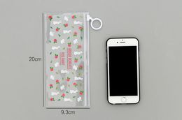 Lovely floral rabbit fox Pencil Case pvc translucent envelope Edge receive bag student simple Pencil bag materil escoar