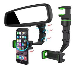 Car Phone Holder Multifunctional 360 Degree Rotatable Auto Rearview Mirror Seat Hanging Clip Bracket Cell Phone Holder for Car4755574