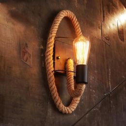 Wall Lamp Industrial Vintage Rope Lamps For Living Room Bedroom Bar Decor E27 Home Loft Retro Iron Light Fixtures211N