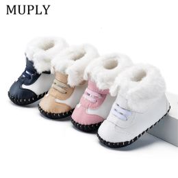Boots 2019 New Cute Newborn Baby Girls Boys Snow Boots Winter Leather Boots Infant Soft Bottom Shoes Baby PU Furry Warm Boots 018M